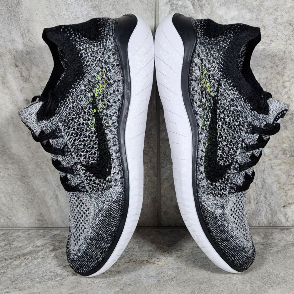 Nike Free Rn Flyknit 2018 Men's Running Shoes Size 9, 10 & 13 White Black - Picture 8 of 11